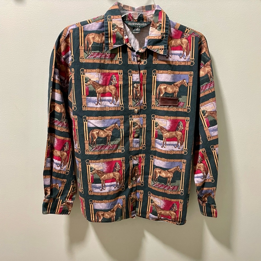 Vintage Ralph Lauren x Bushwacker Equestrian Horse Button Up Long Sleeve Shirt